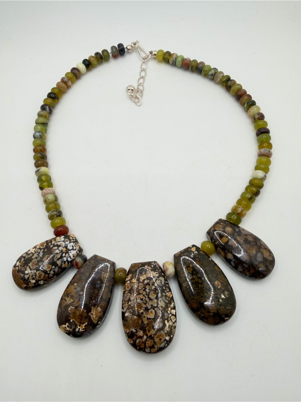 up to 19" DTR Jay King ALL JASPER statement necklace in stamped sterling silver! - Picture 5 of 15